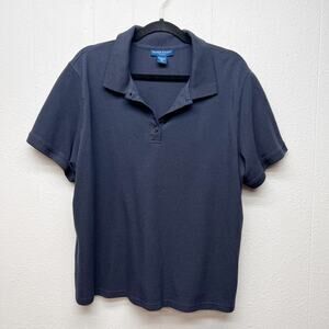 Karen Scott Navy Blue Cotton Polo Shirt Womens 2X Minimalist Breathable Capsule